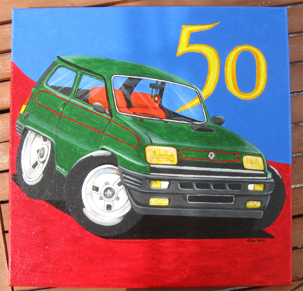 Renault 5 GTL. Acrylique sur toile.